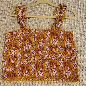 Aerie Orange and Pink Floral Tank Top Size XL